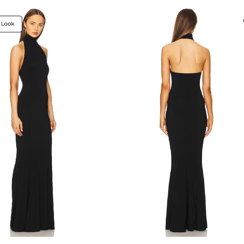 Norma Kamali Black Halter-Backless Column Gown